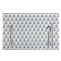 White Geometric Cube Shape Pattern Print Placemat