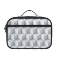 White Geometric Cube Shape Pattern Print Portable Lunch Bag