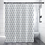 White Geometric Cube Shape Pattern Print Premium Shower Curtain
