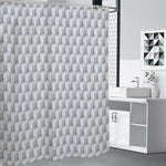 White Geometric Cube Shape Pattern Print Premium Shower Curtain
