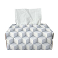 White Geometric Cube Shape Pattern Print Rectangle Tissue Box Cover