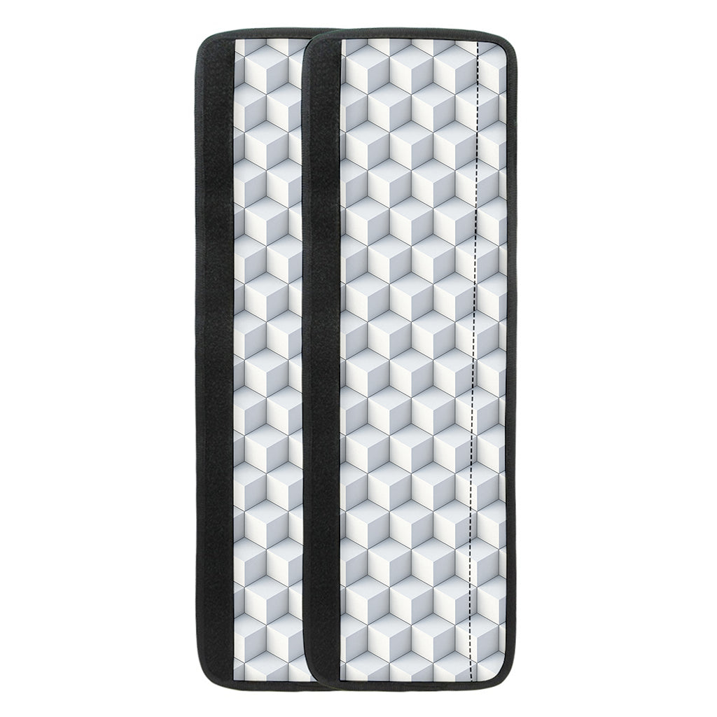 White Geometric Cube Shape Pattern Print Refrigerator Handle Covers