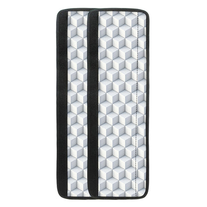 White Geometric Cube Shape Pattern Print Refrigerator Handle Covers