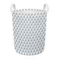 White Geometric Cube Shape Pattern Print Round Laundry Basket
