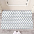 White Geometric Cube Shape Pattern Print Rubber Doormat