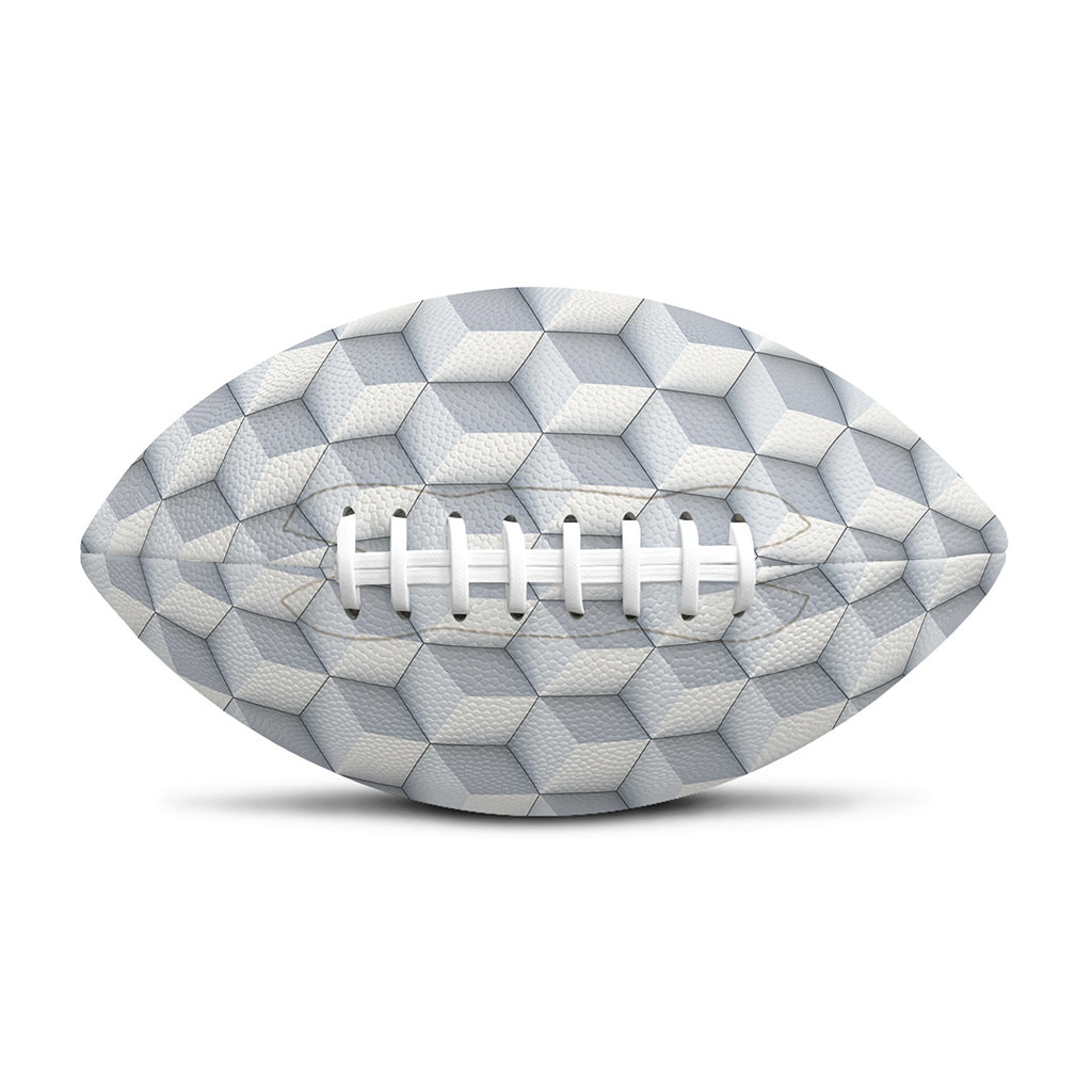 White Geometric Cube Shape Pattern Print Rugby Ball