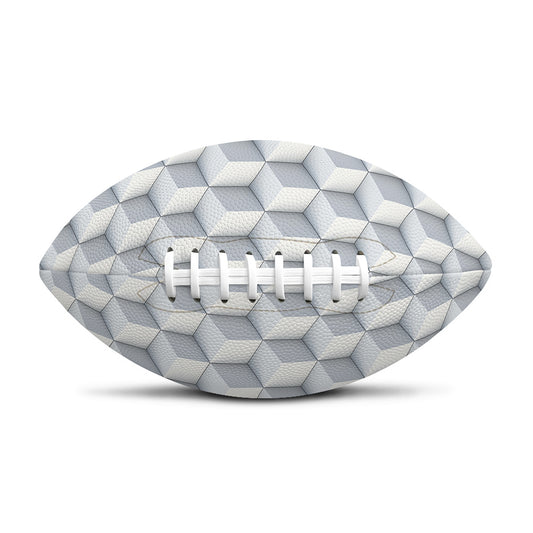 White Geometric Cube Shape Pattern Print Rugby Ball