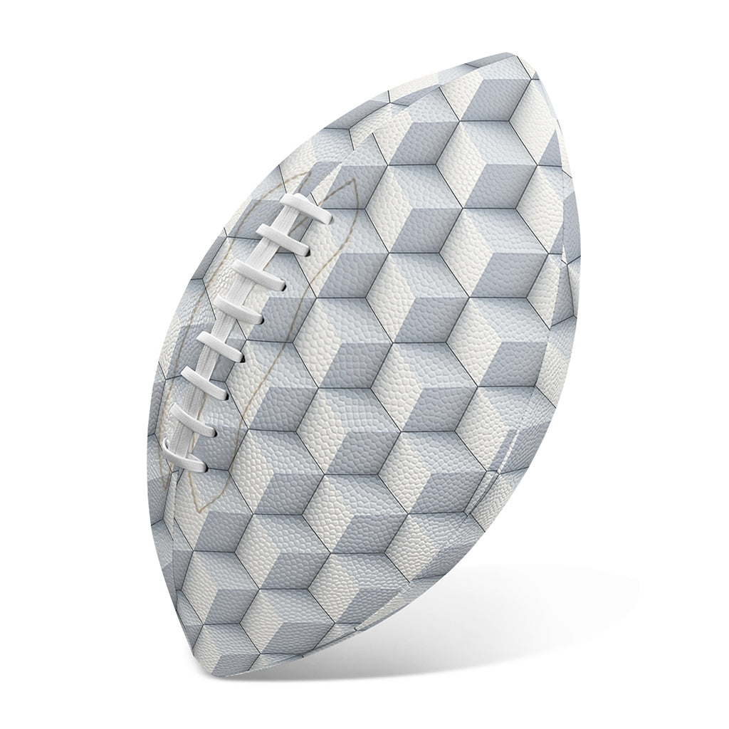 White Geometric Cube Shape Pattern Print Rugby Ball