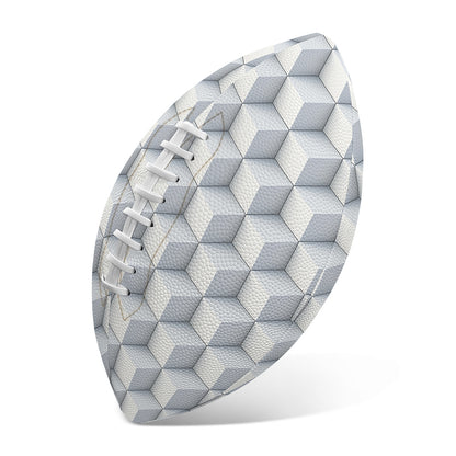 White Geometric Cube Shape Pattern Print Rugby Ball