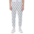 White Geometric Cube Shape Pattern Print Joggers