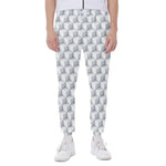 White Geometric Cube Shape Pattern Print Scuba Joggers
