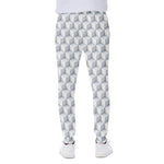 White Geometric Cube Shape Pattern Print Scuba Joggers