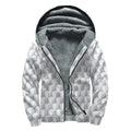 White Geometric Cube Shape Pattern Print Sherpa Lined Zip Up Hoodie