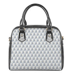 White Geometric Cube Shape Pattern Print Shoulder Handbag