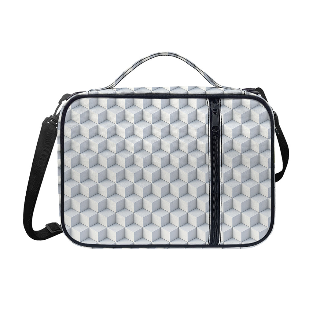 White Geometric Cube Shape Pattern Print Shoulder Strap Bible Bag