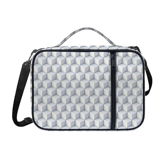 White Geometric Cube Shape Pattern Print Shoulder Strap Bible Bag