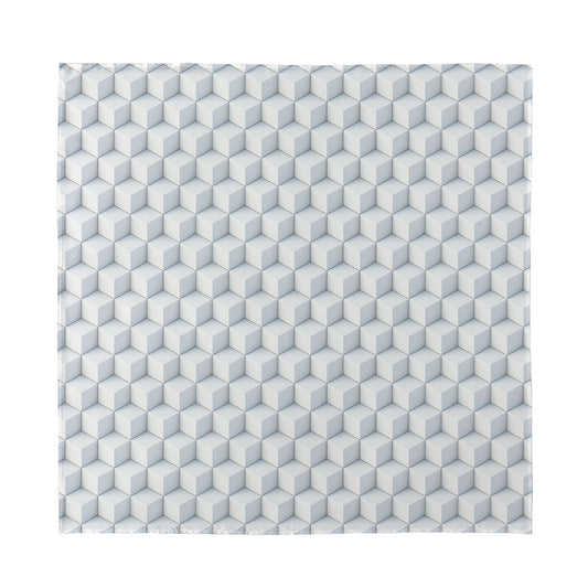 White Geometric Cube Shape Pattern Print Silk Bandana