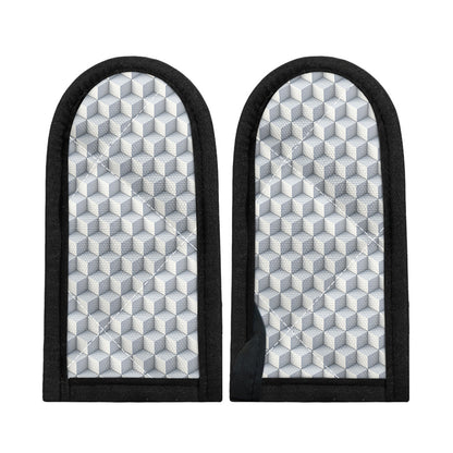 White Geometric Cube Shape Pattern Print Skillet Handle Cover