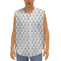 White Geometric Cube Shape Pattern Print Sleeveless Baseball Jersey