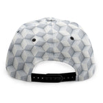 White Geometric Cube Shape Pattern Print Snapback Cap