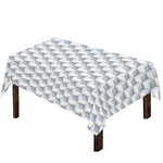 White Geometric Cube Shape Pattern Print Tablecloth