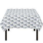 White Geometric Cube Shape Pattern Print Tablecloth