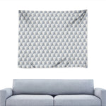 White Geometric Cube Shape Pattern Print Tapestry