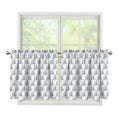 White Geometric Cube Shape Pattern Print Tier Curtains
