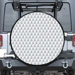 White Geometric Cube Shape Pattern Print Tire Cover