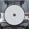 White Geometric Cube Shape Pattern Print Tire Cover With Camera Hole