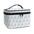 White Geometric Cube Shape Pattern Print Travel Makeup Bag