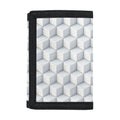 White Geometric Cube Shape Pattern Print Trifold Wallet