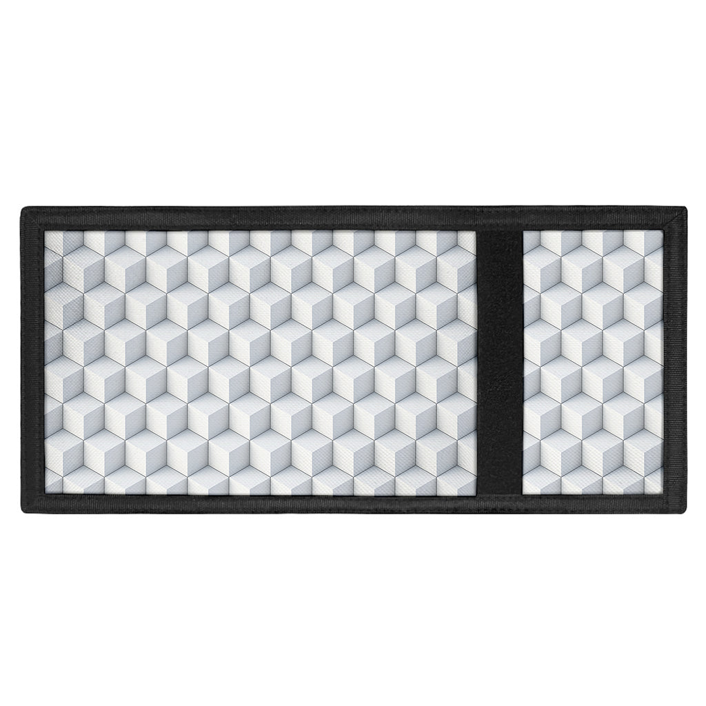 White Geometric Cube Shape Pattern Print Trifold Wallet