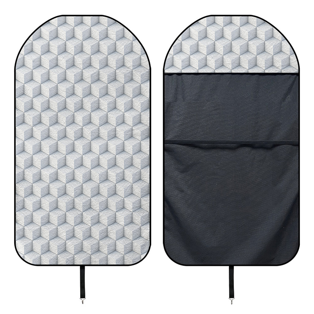 White Geometric Cube Shape Pattern Print Waterproof Car Seat Cover