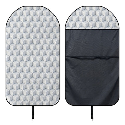 White Geometric Cube Shape Pattern Print Waterproof Car Seat Cover