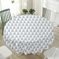 White Geometric Cube Shape Pattern Print Waterproof Round Tablecloth