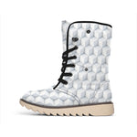 White Geometric Cube Shape Pattern Print Winter Boots