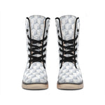 White Geometric Cube Shape Pattern Print Winter Boots