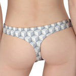 White Geometric Cube Shape Pattern Print Women's Thong