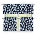 White Ghost Pattern Print 3 Piece Kitchen Curtains