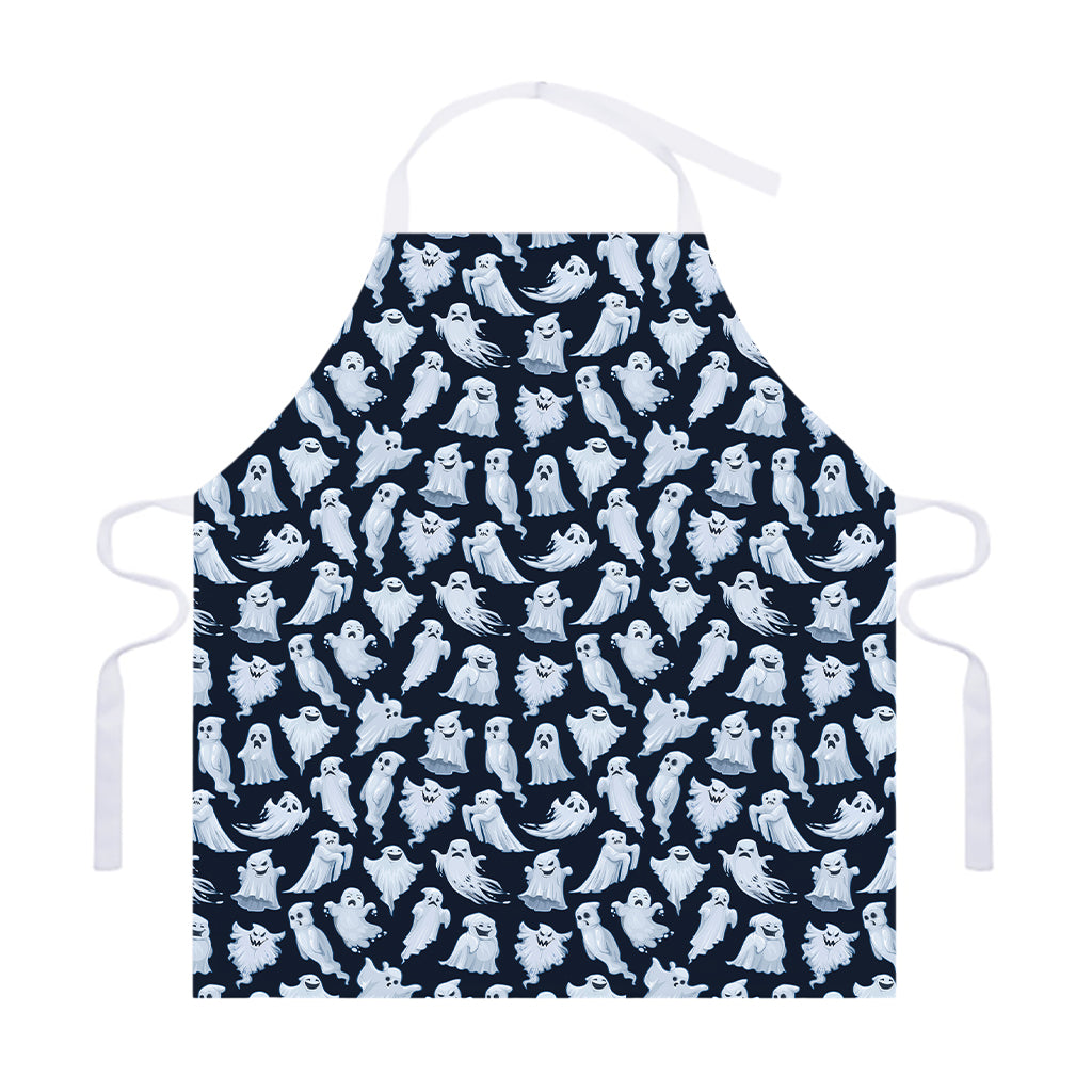 White Ghost Pattern Print Adjustable Apron