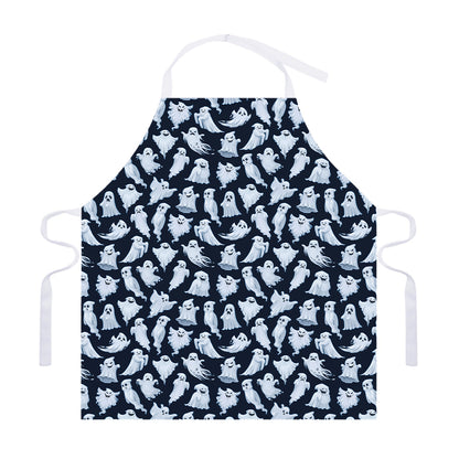 White Ghost Pattern Print Adjustable Apron