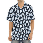 White Ghost Pattern Print Aloha Shirt