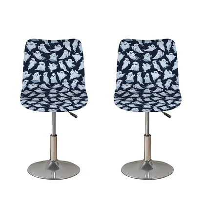 White Ghost Pattern Print Bar Stool Covers