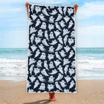 White Ghost Pattern Print Beach Towel