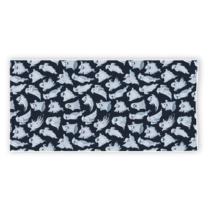 White Ghost Pattern Print Beach Towel