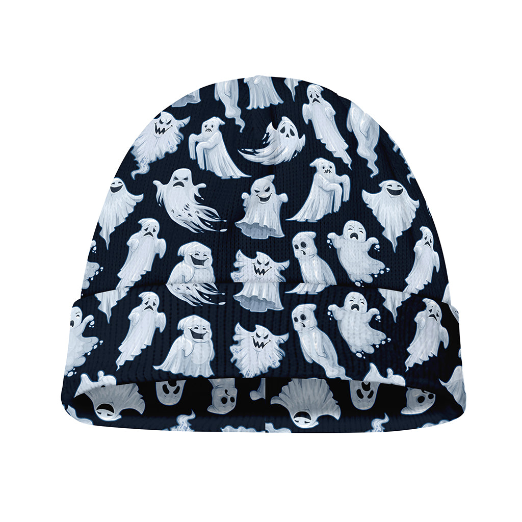 White Ghost Pattern Print Beanie