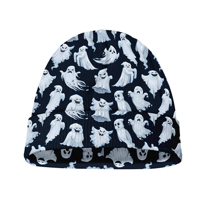 White Ghost Pattern Print Beanie