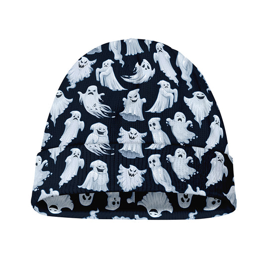 White Ghost Pattern Print Beanie