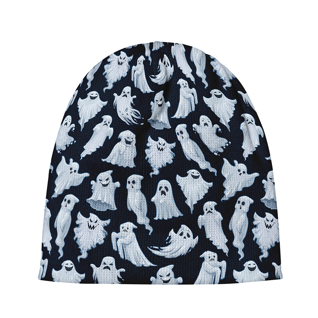 White Ghost Pattern Print Beanie